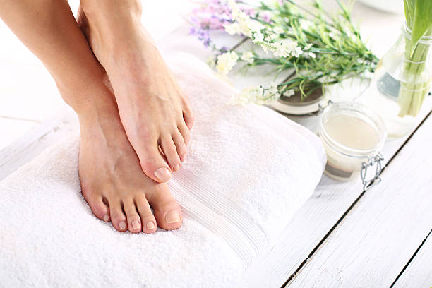 Beautiful feet of a woman during treatments